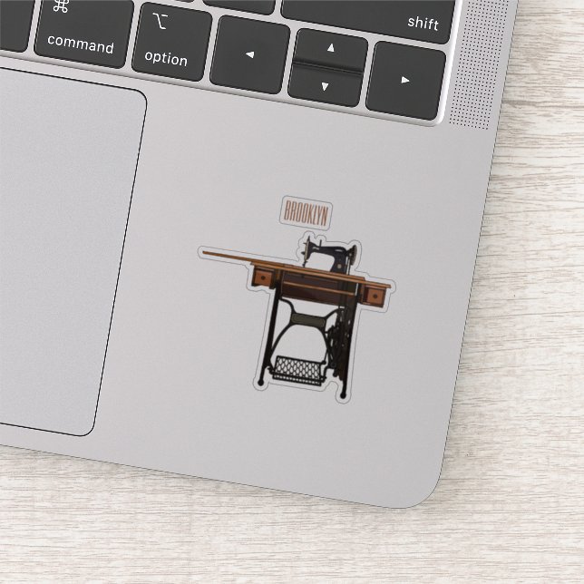 Sewing machine cartoon illustration sticker (Detail)