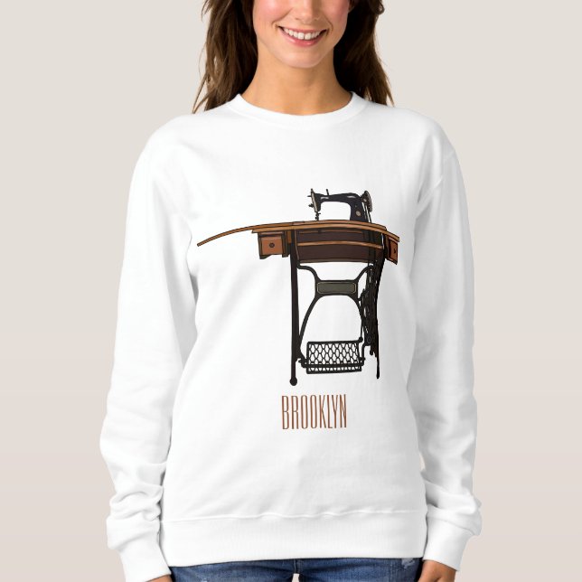 Sewing machine cartoon illustration  sweatshirt (Front)