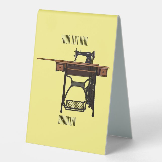 Sewing machine cartoon illustration  table tent (Front)