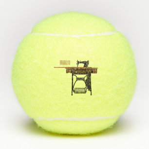 Sewing machine cartoon illustration  tennis balls