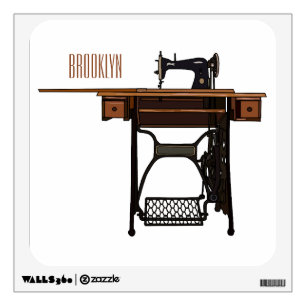 Sewing machine cartoon illustration wall decal