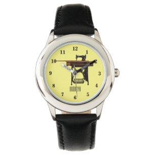 Sewing machine cartoon illustration watch