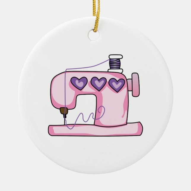 SEWING MACHINE CERAMIC ORNAMENT (Front)