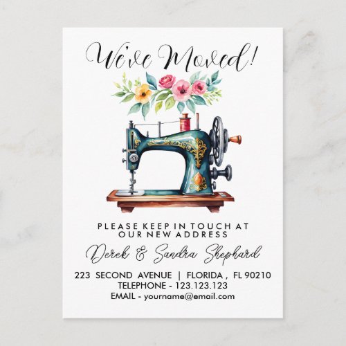 sewing machine Change of address we have moved  Announcement Postcard
