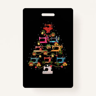 Sewing Machine Christmas Tree Badge