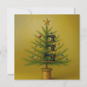Sewing machine Christmas tree Happy Crafty Xmas Holiday Card