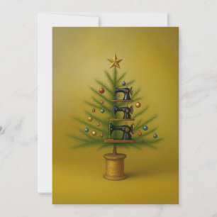 Sewing machine Christmas tree Happy Crafty Xmas Holiday Card