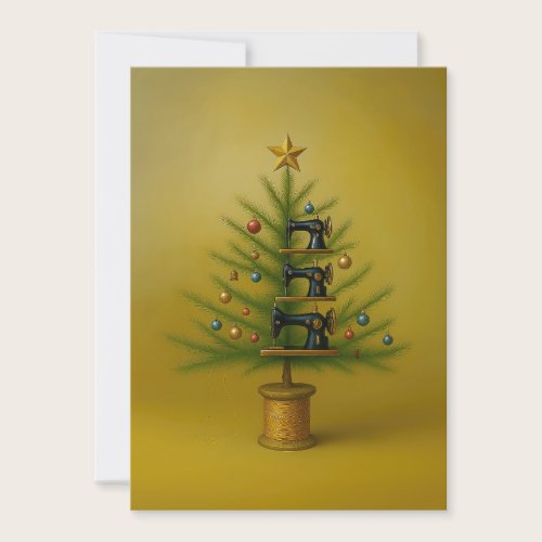 Sewing machine Christmas tree Happy Crafty Xmas Holiday Card Sewing machine Christmas tree Happy Crafty Xmas Holiday Card