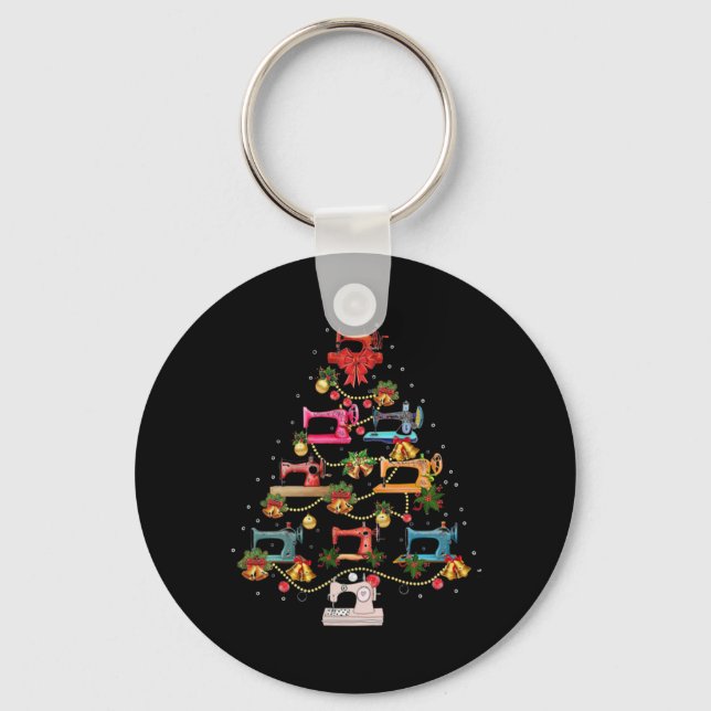 Sewing Machine Christmas Tree Keychain (Front)