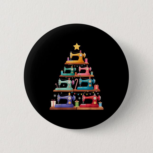 Sewing Machine Christmas Tree Lights Santa Hat Xma Button (Front)