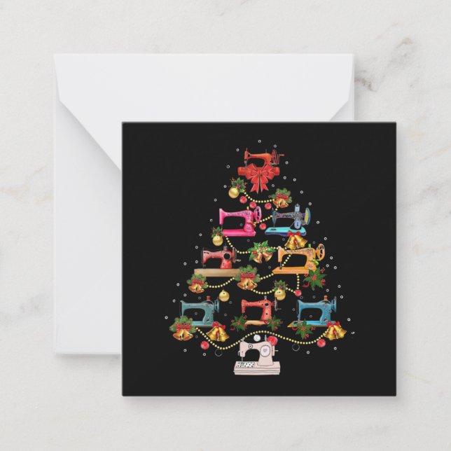 Sewing Machine Christmas Tree Note Card (Front)