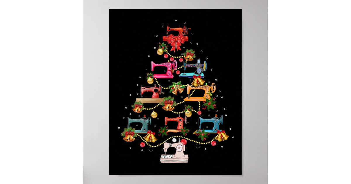 Sewing Machine Christmas Tree Poster Zazzle