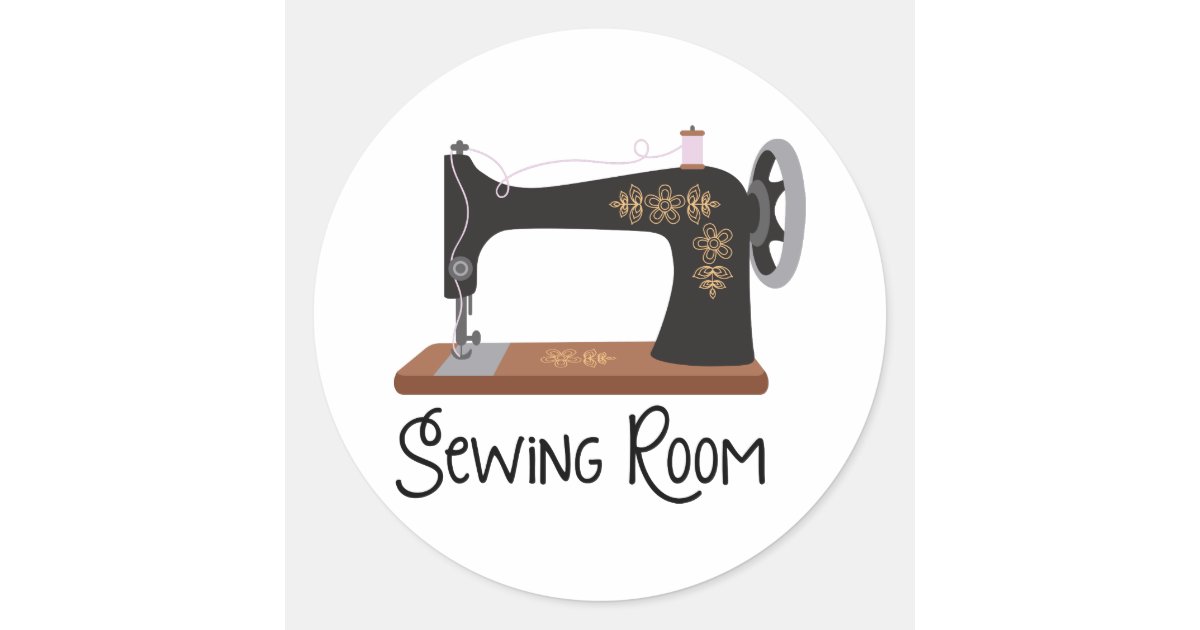 Sewing Machine Plug Sticker Sewing Machine Classic Round Sticker | Zazzle