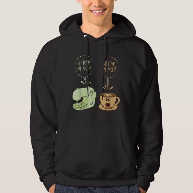 Sewing Machine Coffee Funny Sew Quilting Seamstres Hoodie (Front)