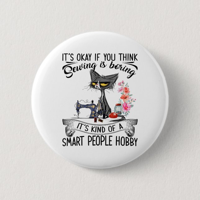 Sewing Machine Craft Quilting Sewer Cat Sewing  Button (Front)