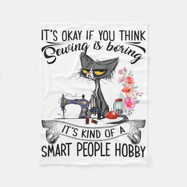Sewing Machine Craft Quilting Sewer Cat Sewing  Fleece Blanket (Front)