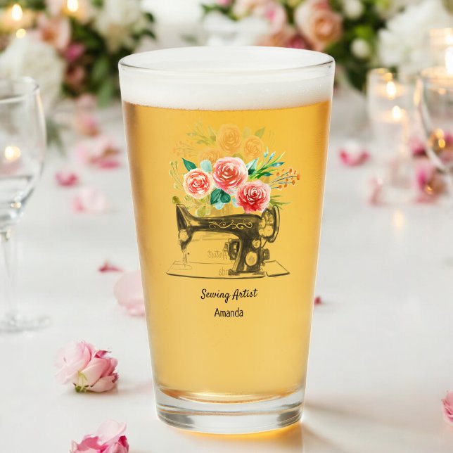 Sewing Machine Crafter Dressmaker Tailor Glass Cup (Creator Uploaded)