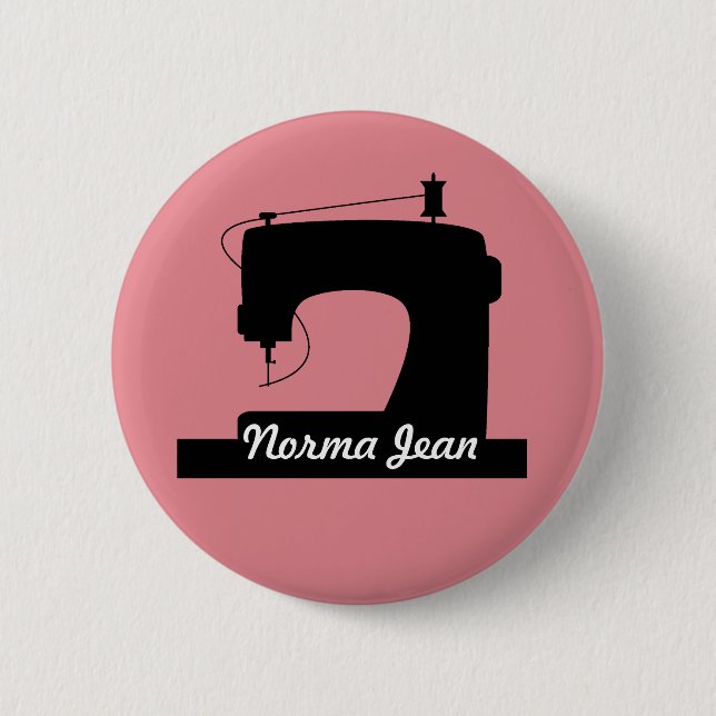 Sewing Machine Crafts Icon / Your Text Pinback Button (Front)