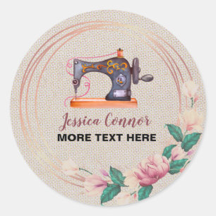 Sewing machine Cream off-white Background Classic Round Sticker