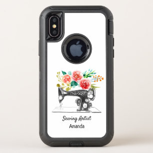 Sewing Machine Dressmaker Black White OtterBox Defender iPhone X Case