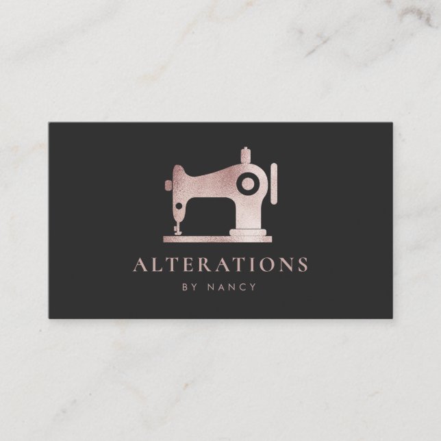 Sewing Machine Elegant Rose Gold Glitter  Business Card (Front)