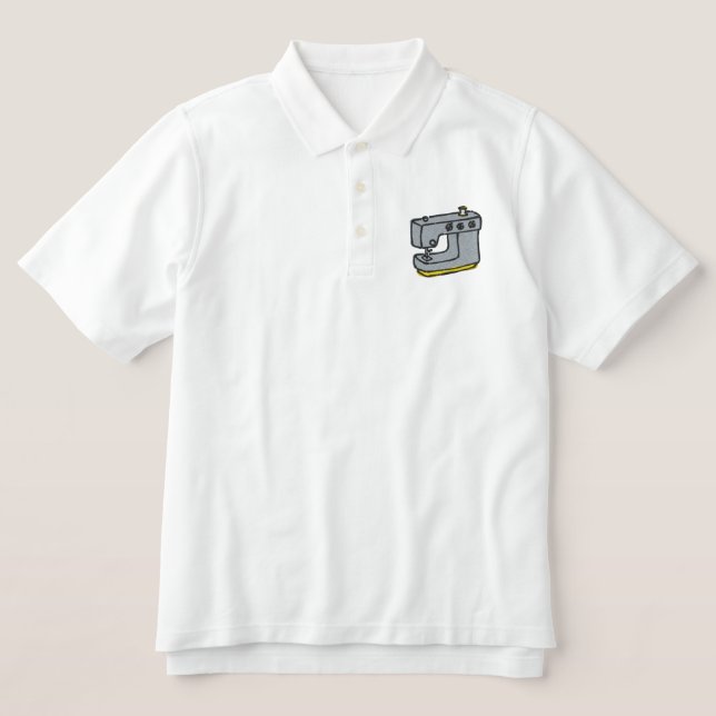 SEWING MACHINE EMBROIDERED POLO SHIRT (Design Front)