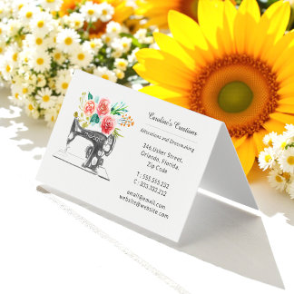 Sewing Machine Floral Tailor Crafter Business Card