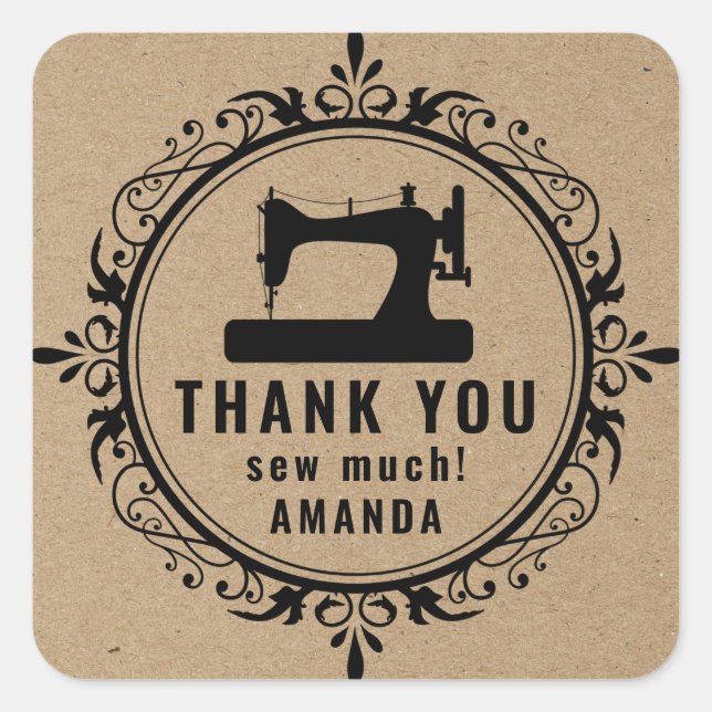 Sewing Machine Frame Kraft Paper  Square Sticker (Front)