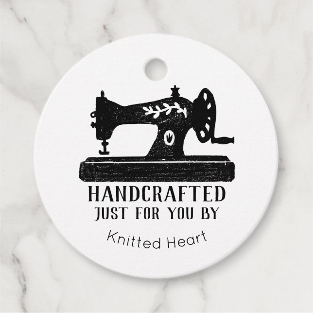 Sewing Machine Handcrafted Favor Tags (Front)