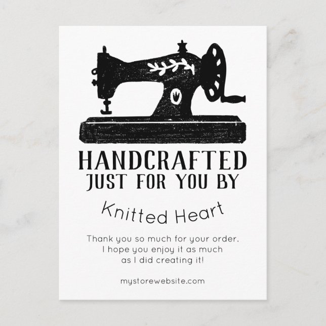 Sewing Machine Handcrafted Thank You Card (Front)