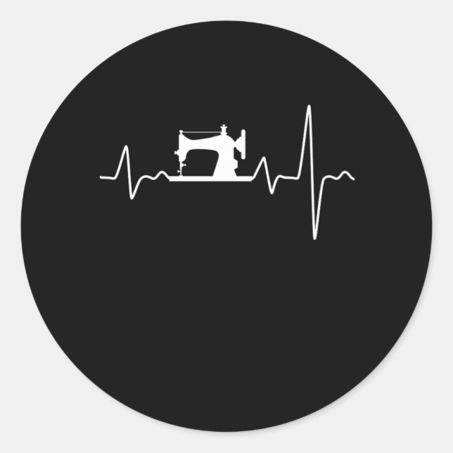 Sewing Machine Heartbeat Quilt Quilting Crafting G Classic Round Sticker (Front)