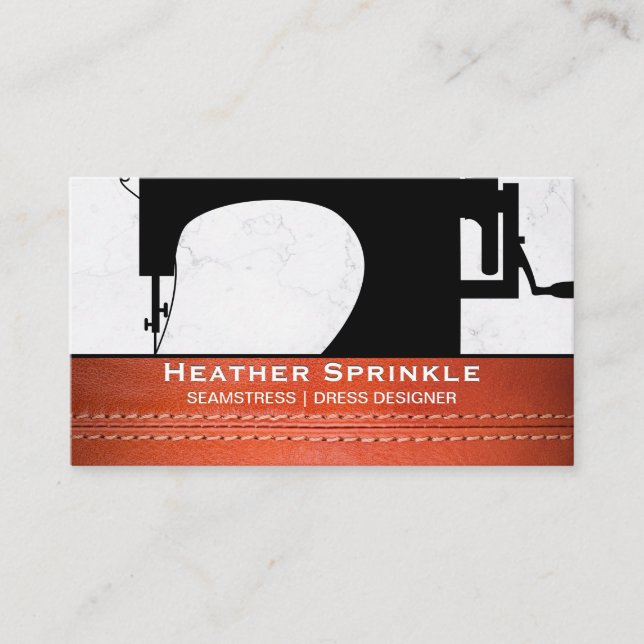 Sewing Machine | Industrial | Leather Stitched  Business Card (Front)