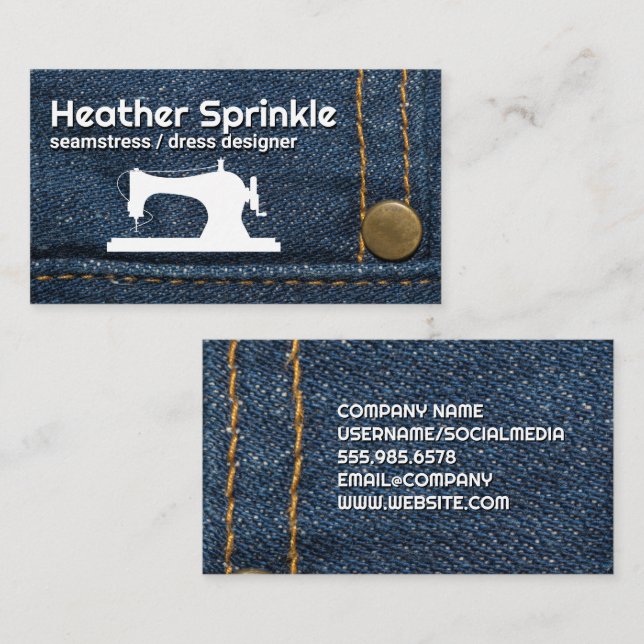 Sewing Machine Logo | Jeans | Stitching Business Card (Front/Back)