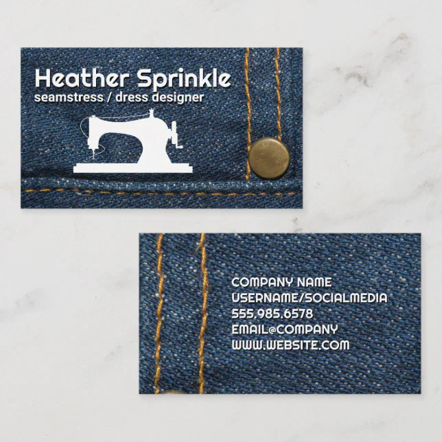 Sewing Machine Logo Jeans Stitching Business Card Zazzle