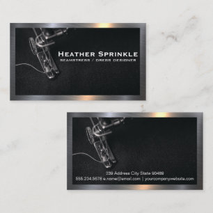 Sewing Machine Metallic Border Business Card