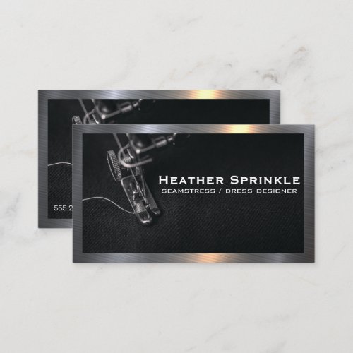 Sewing Machine  Metallic Border Business Card