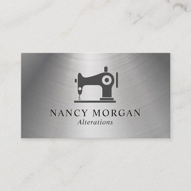 Sewing Machine Metallic  Business Card (Front)