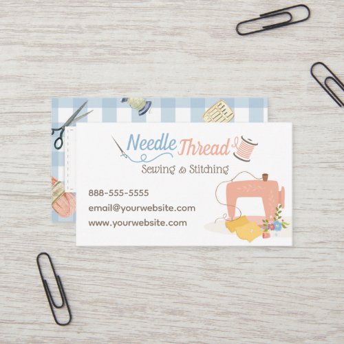 Sewing Machine Needle and Thread Business Card