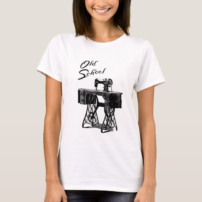 Sewing Machine 'Old School' Ladies T-Shirt (Front)