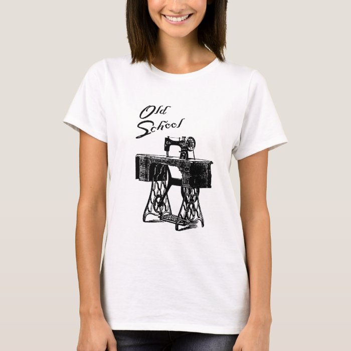 Sewing Machine 'Old School' Ladies TShirt Zazzle