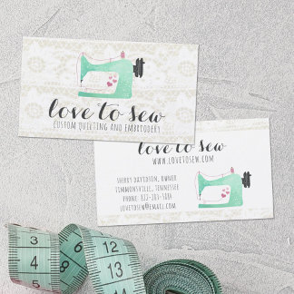 Sewing Machine on Shabby Chic Lace & Burlap Business Card