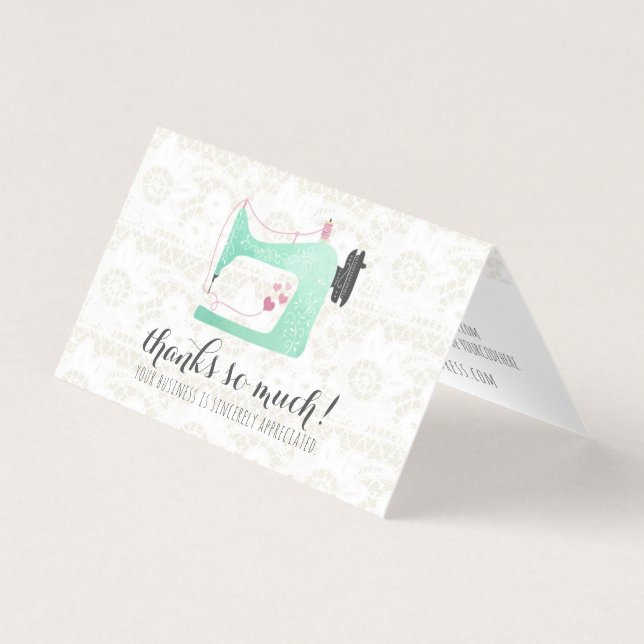 Sewing Machine on Shabby Chic Lace Thank You (Front)