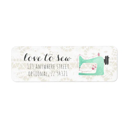 Sewing Machine on Shabby Chic Return Address Label | Zazzle.com