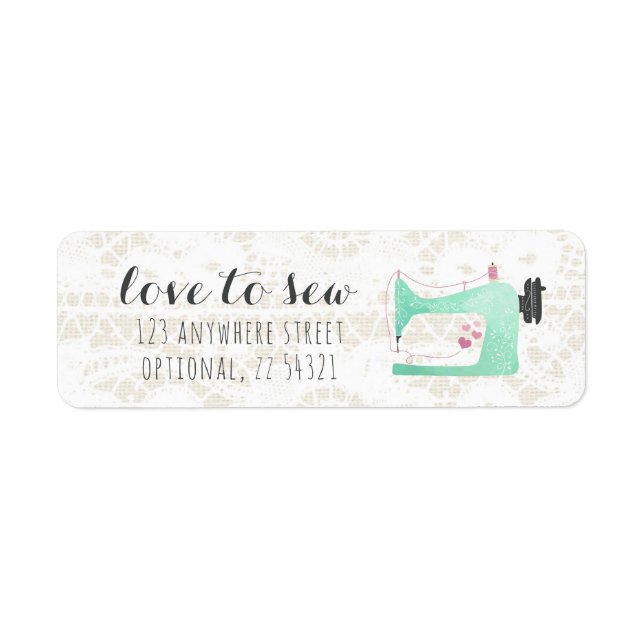 Sewing Machine on Shabby Chic Return Address Label (Front)