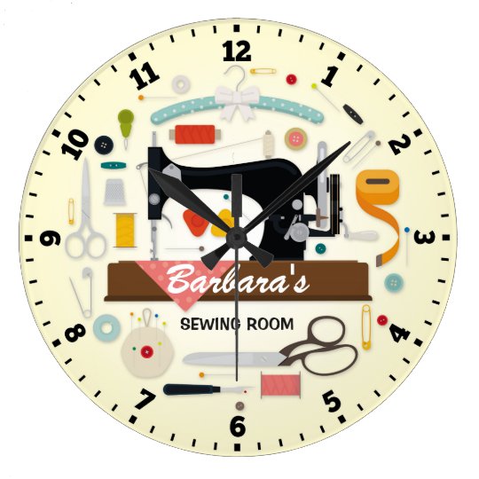 Sewing Machine Personalizable Wall Clock | Zazzle.com