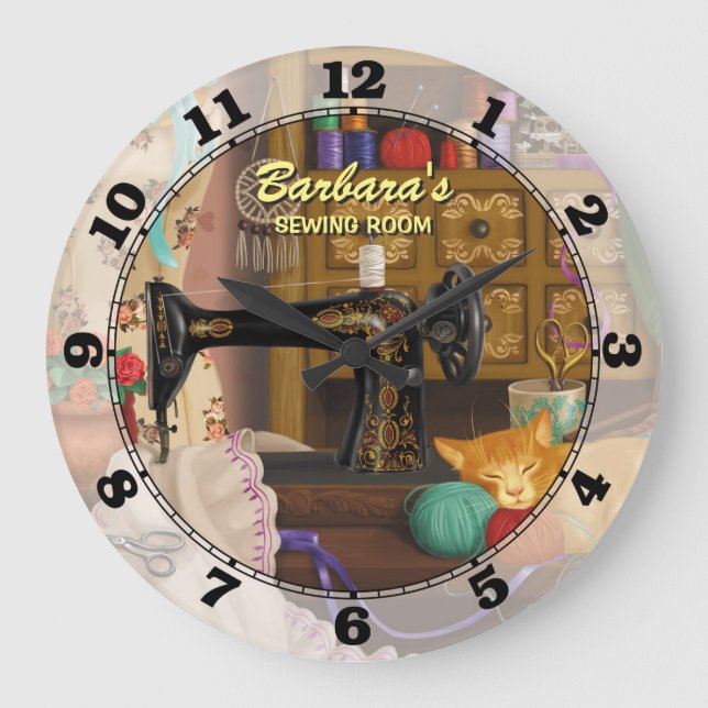 Sewing Machine Personalizable Wall Clock (Front)