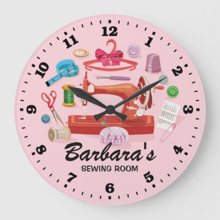 Sewing Machine Personalizable Wall Clock