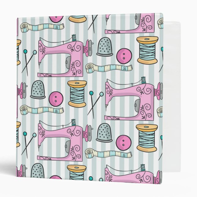 Sewing Machine - Pink Crafts Sew 3 Ring Binder (Front/Inside)