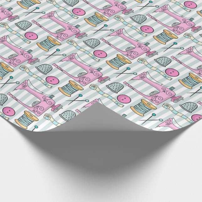 Sewing Machine - Pink Crafts Sew Wrapping Paper (Corner)