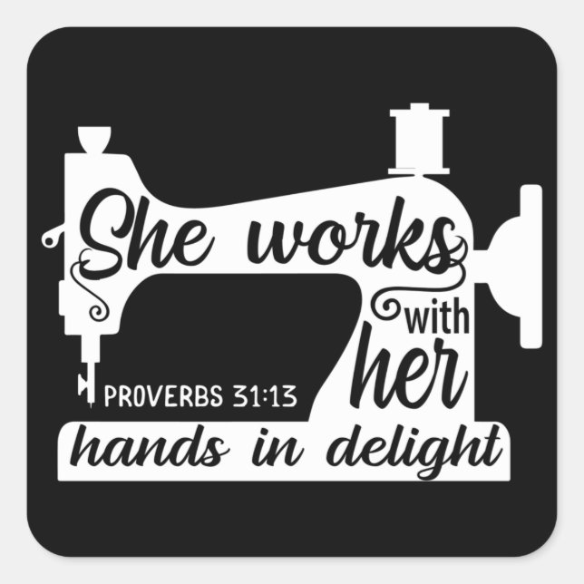 Sewing Machine Quilting Crocheting Faith Jesus God Square Sticker (Front)